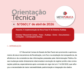 Imagem da notícia ORIENTAÇÃO TÉCNICA METAPÚBLICA 060 - 01 de abril de 2026